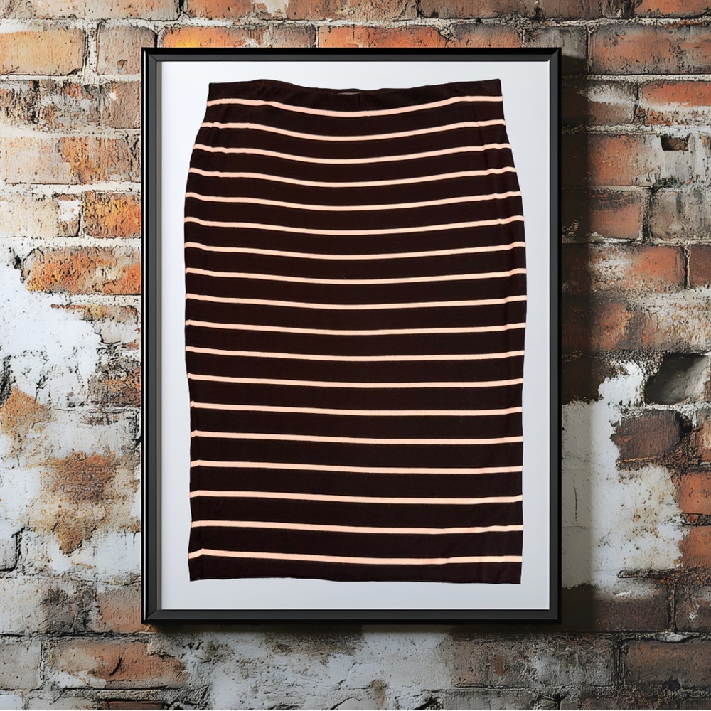 BOGO! Black and Ivory Striped Pencil Skirt